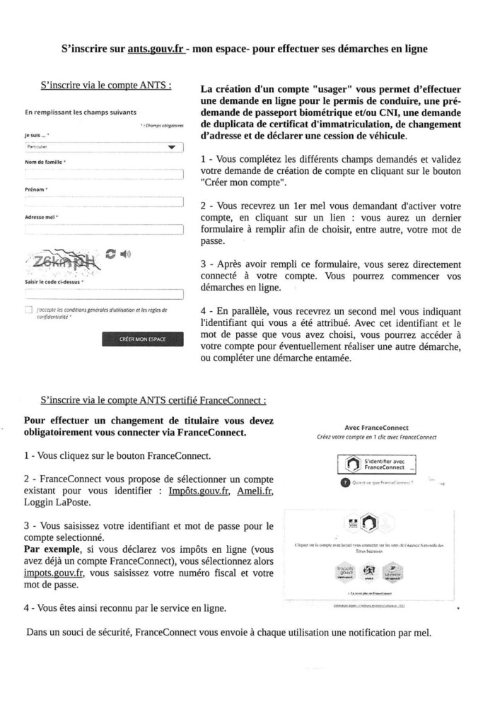 procédure à suivre lors de l'inscription à l'ANTS